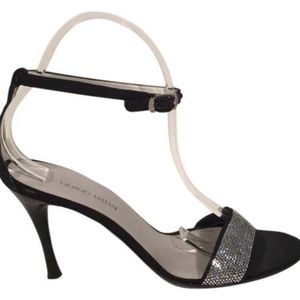 Giorgio Armani BlackCrystal Ankle Strap Heels